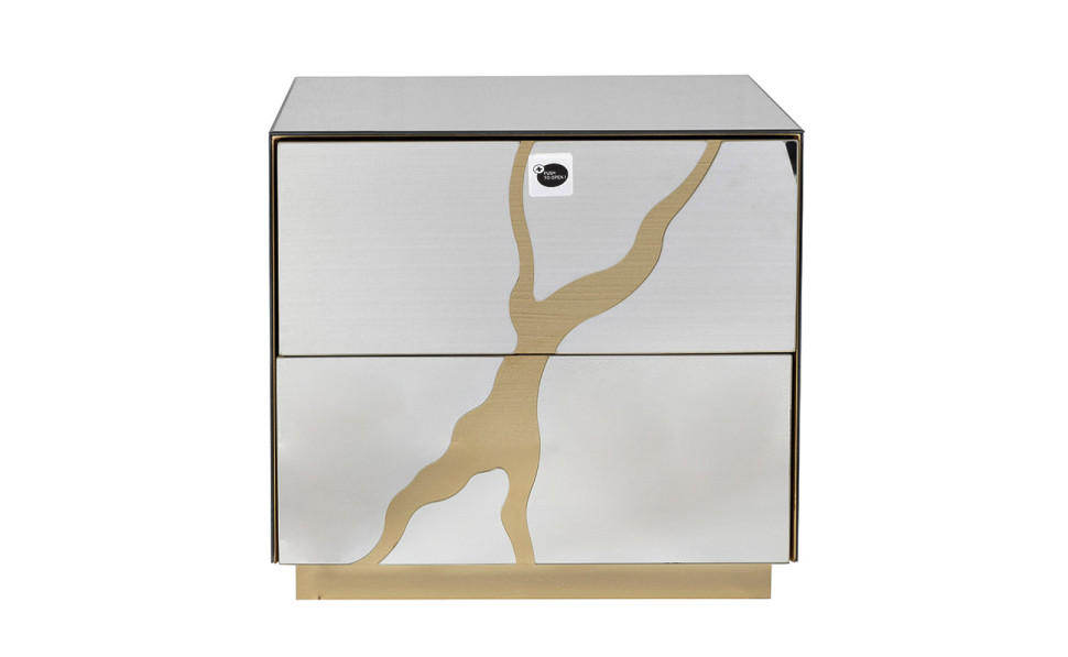 Тумбочка зеркальная с золотым декором