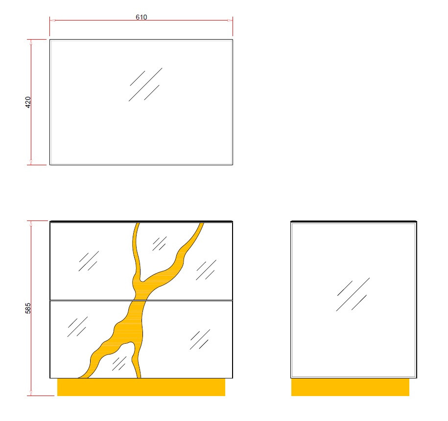 Тумбочка зеркальная с золотым декором