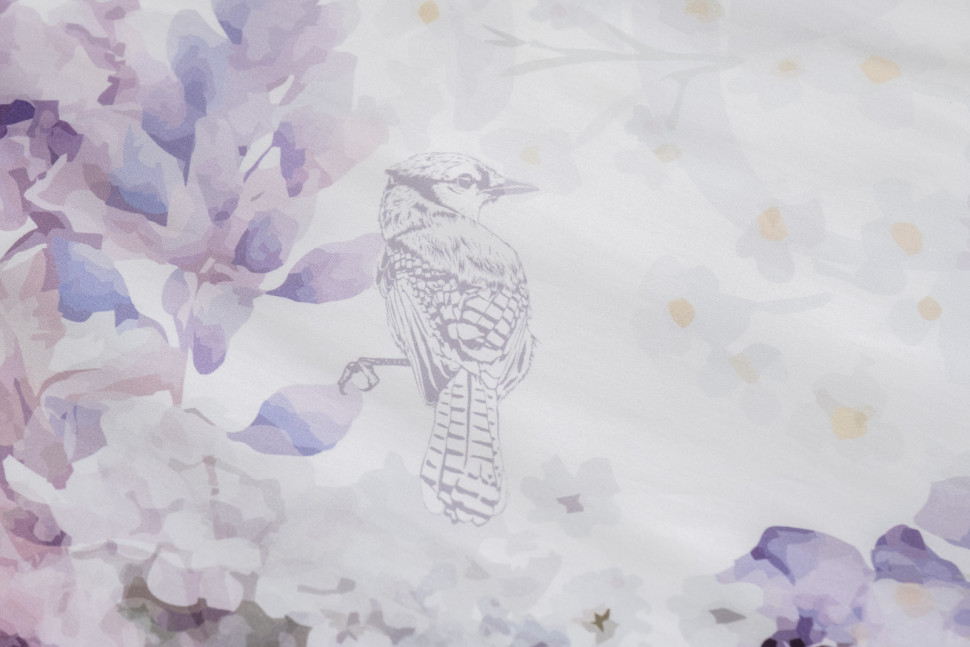 Комплект постельного белья "Фиори" сиренево-белый 145х210см с наволочками 50х70см