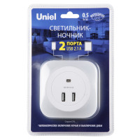 Ночник  DTL-321 White/Sensor/2USB Uniel