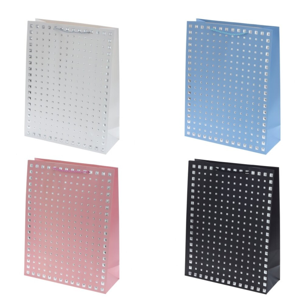 Пакет подарочный L (бумага 210г/м2, блок микс 12шт), L31 W12 H40 см, 4в.