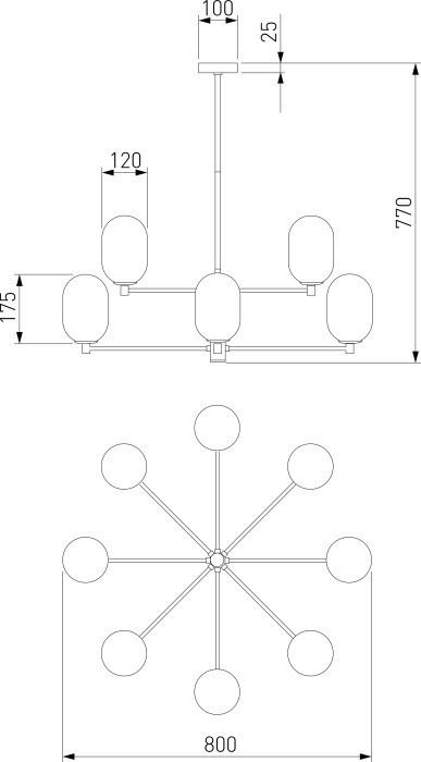 Потолочная люстра Loona 60161/8 латунь Eurosvet