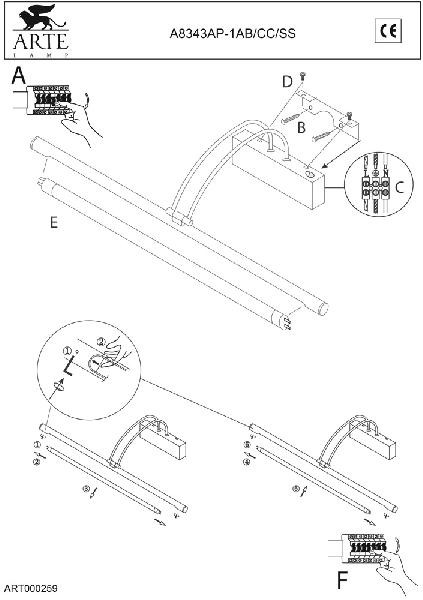 Подсветка для картин Picture Lights Lum A8343AP-1CC Arte Lamp