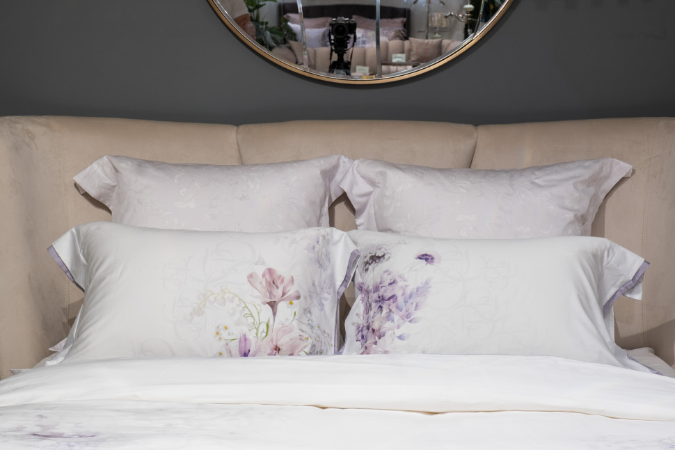 Комплект постельного белья "Фиори" сиренево-белый 220х200см с наволочками 50х70см