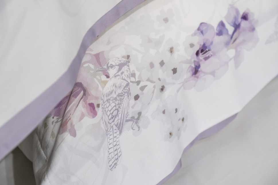 Комплект постельного белья "Фиори" сиренево-белый 220х200см с наволочками 50х70см