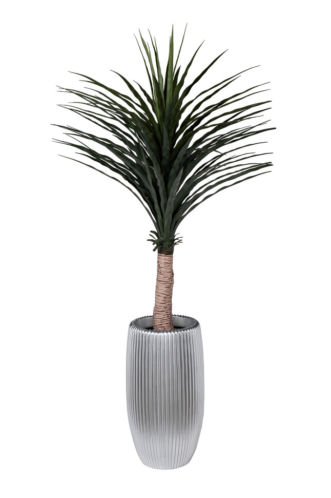 Кашпо серебристое с полосками