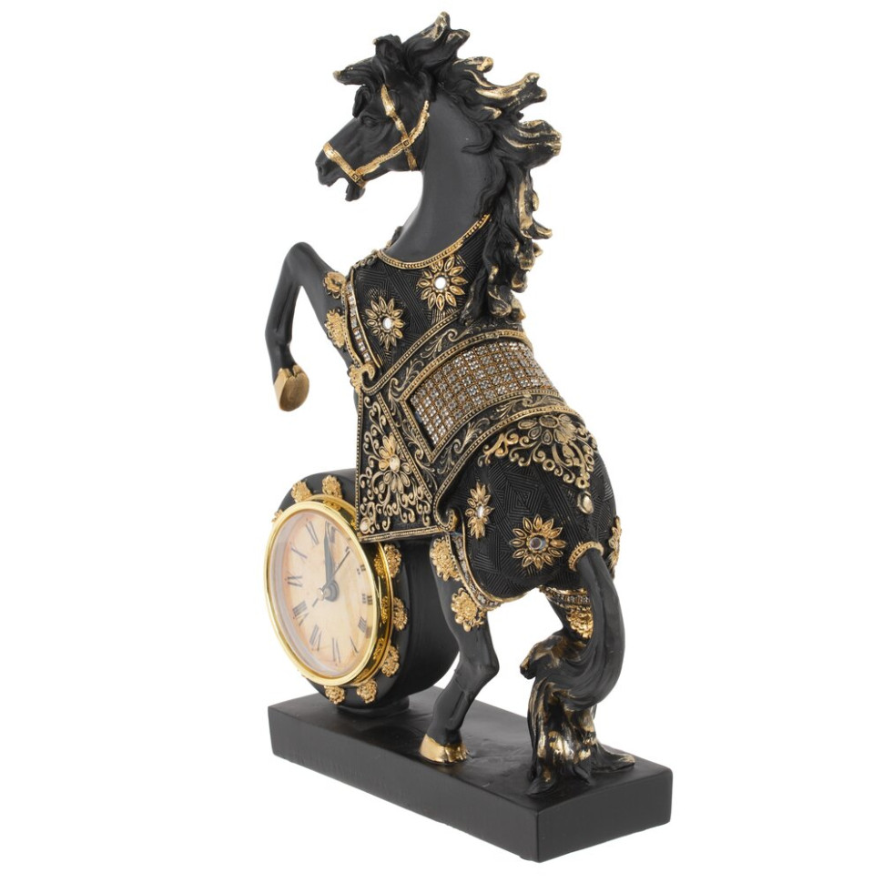 Фигурка декоративная "Лошадь" с часами (AAx1,н.п.), L23 W7 H33 см