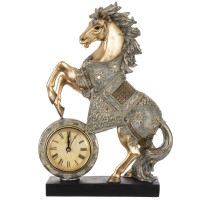 Фигурка декоративная "Лошадь" с часами (AAx1,н.п.), L23 W7 H33 см