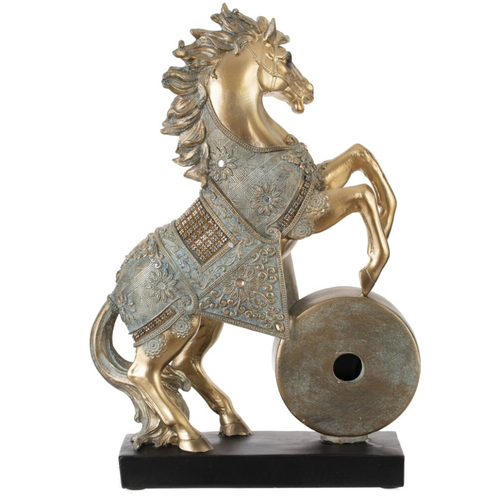 Фигурка декоративная "Лошадь" с часами (AAx1,н.п.), L23 W7 H33 см