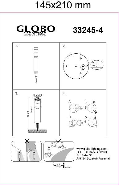 Наземный светильник Solar 33245-4 Globo
