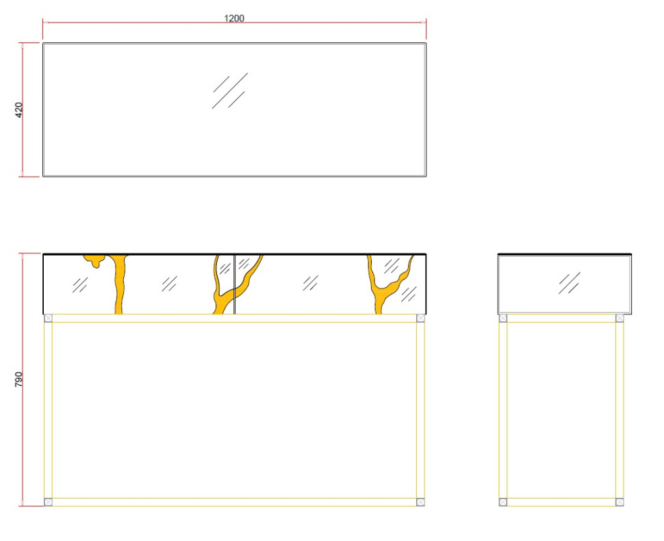 Консоль зеркальная с золотым декором
