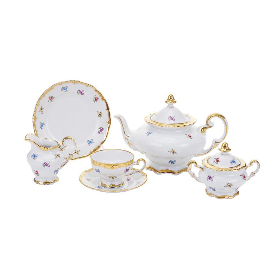 Сервиз чайный Weimar Porzellan на 6 персон "Мейсенский цветок", 21 предмет
