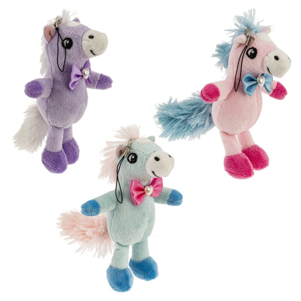 Игрушка набивная "Лошадка", с цепочкой, L10 W10 H14 см, 3в.
