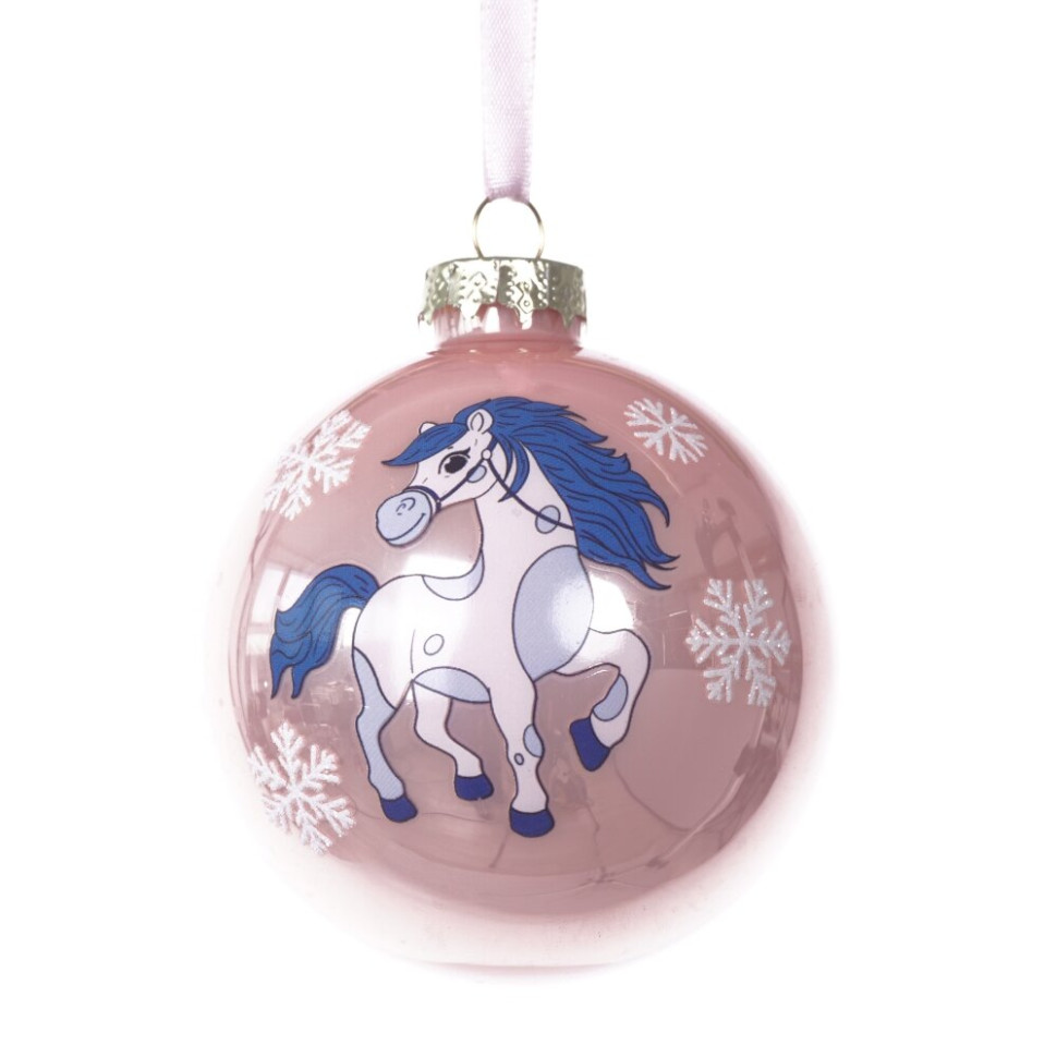 Украшение новогоднее "Шар с лошадкой", D 8 см, L8 W8 H9 см