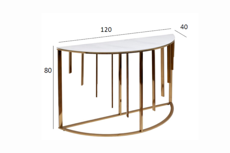 Консоль приставная мраморное стекло/золото