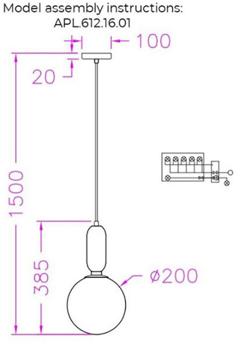 Подвесной светильник Aniela APL.612.16.01 Aployt