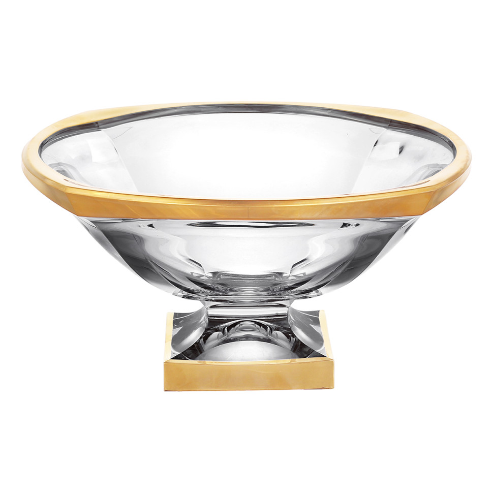 Ваза для фруктов н/н 34см."Магма 2" золотой ободок матовый