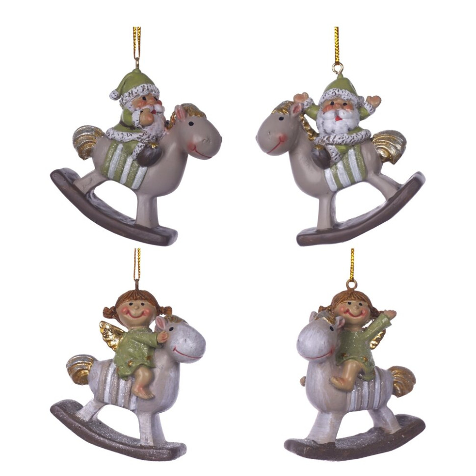 Фигурка декоративная подвесная "Ангел/Дед Мороз", L5,5 W2 H6 см, 4в.