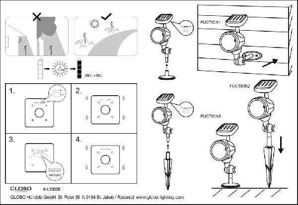 Наземный светильник Solar 33026 Globo