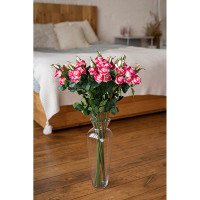 Роза кустовая 6 бутонов 99см. малиново-жёлтая