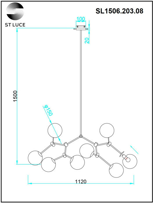Потолочная люстра Chieti SL1506.203.08 ST Luce