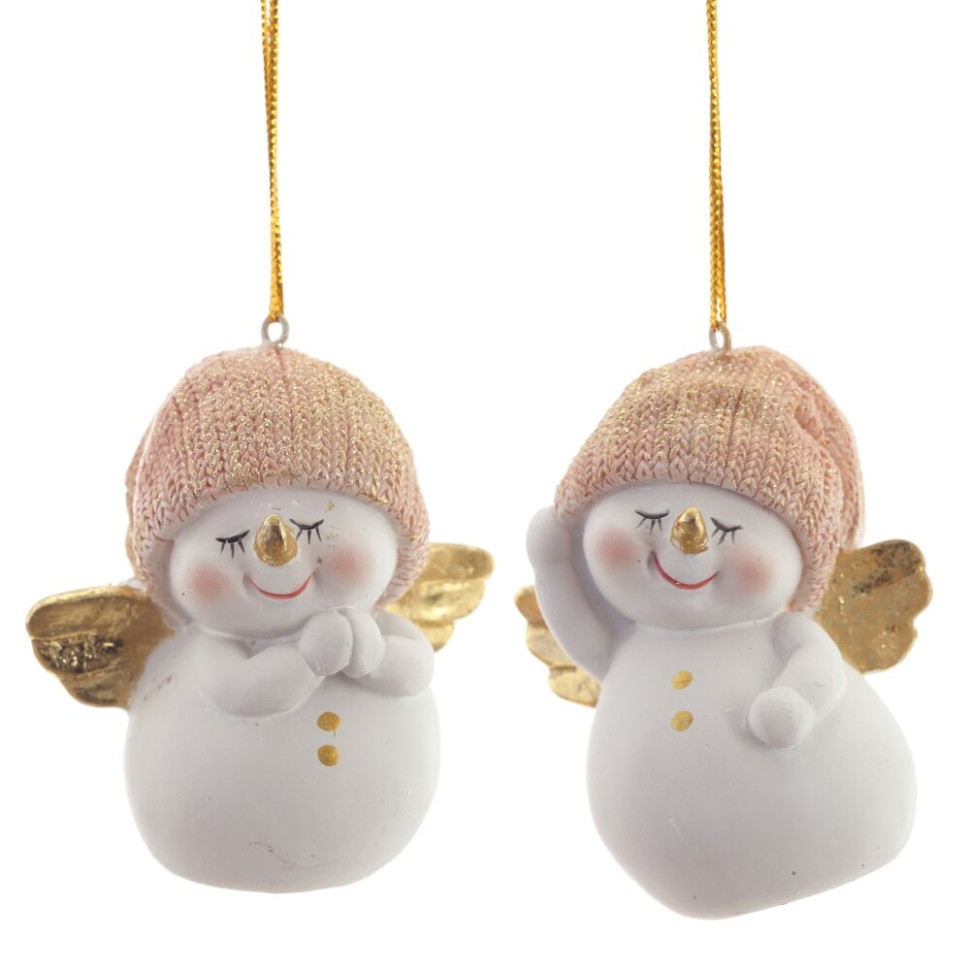 Фигурка декоративная подвесная "Снеговик",   L5,5 W4,5 H7,5 см, 2в.