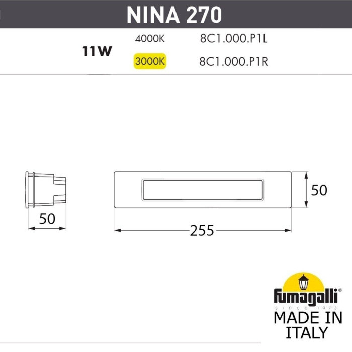 Встраиваемый светильник уличный Nina 8C1.000.000.LYP1L Fumagalli