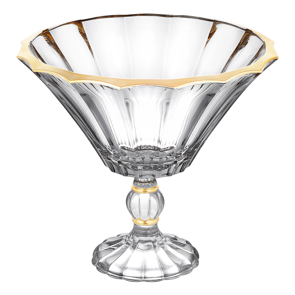 Ваза для фруктов н/н 26см."Doge" золотой ободок