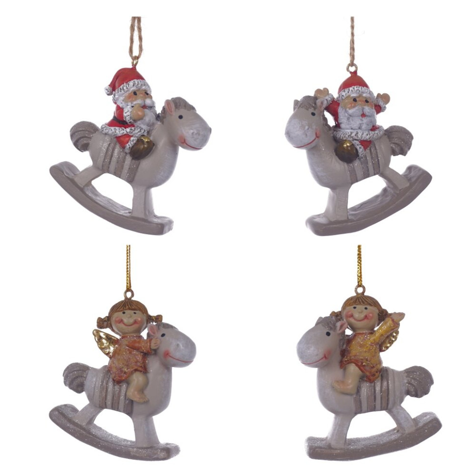 Фигурка декоративная подвесная "Ангел/Дед Мороз", L5,5 W2,5 H6 см, 4в.