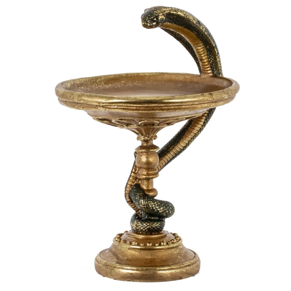 Фигурка декоративная "Змея с блюдом", D 20 см, L20 W21 H30 см