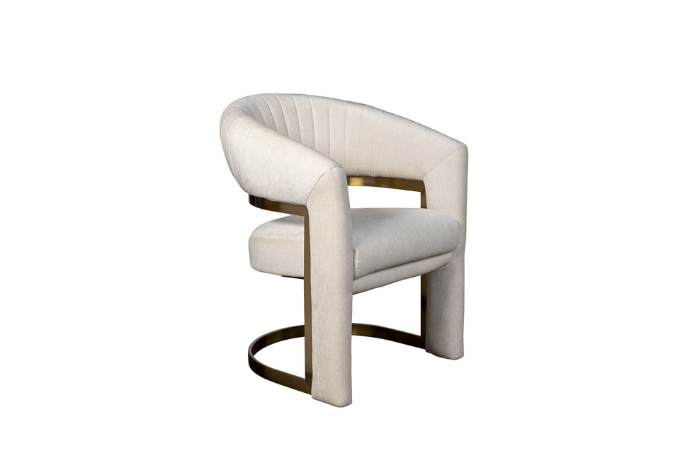 Стул велюровый кремовый/золото