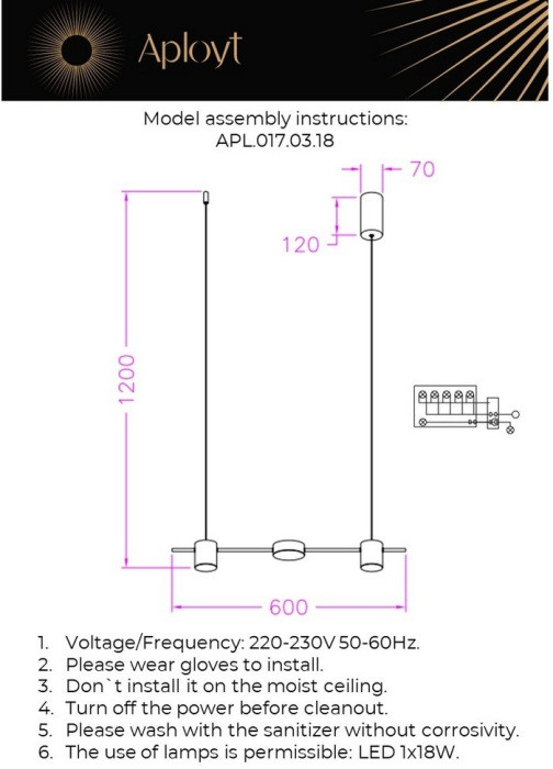 Подвесной светильник Frania APL.017.03.18 Aployt