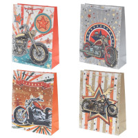 Пакет подарочный L (бумага 210г/м2, блок микс 12шт), L30 W12 H39 см, 4в.