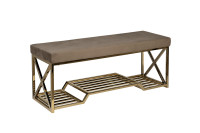 Банкетка велюровая серо-бежевая/золото Банкетка велюровая серо-бежевая/золото