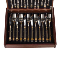 Набор столовых приборов на 6перс.24пред."Victoria" серебряный с золотом