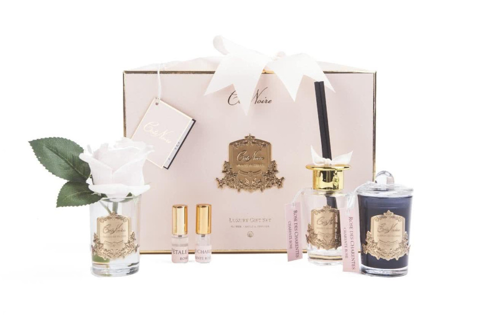 Подарочный набор COTE NOIRE GIFT PACK CHARENTE ROSE (диффузор, бутон розы, 2 спрея, свеча)