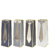 Пакет подарочный для бутылок (бумага 210г/м2, блок микс 12шт), L12 W10 H35 см, 4в.