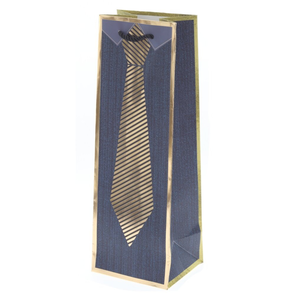 Пакет подарочный для бутылок (бумага 210г/м2, блок микс 12шт), L12 W10 H35 см, 4в.