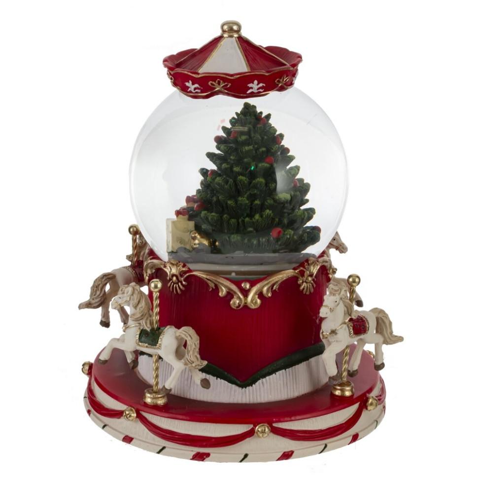 Фигурка декор в стекл шаре "Карусель" (движ,  муз, подсвет 3хААА, н/п), D 10 см, L14 W14 H18 см