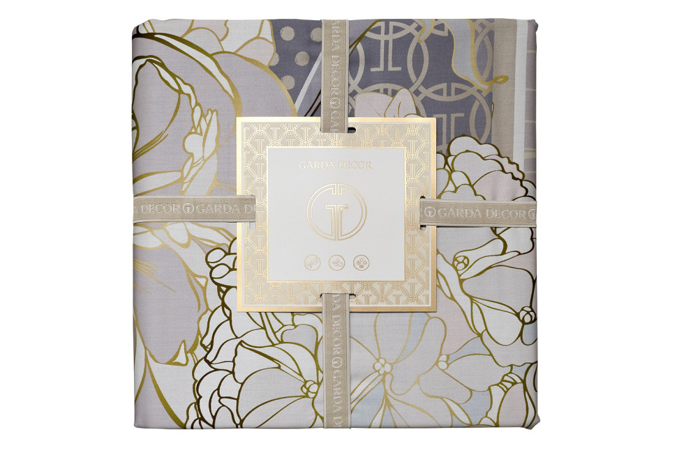 Пододеяльник "Пионы" 210х230см серый