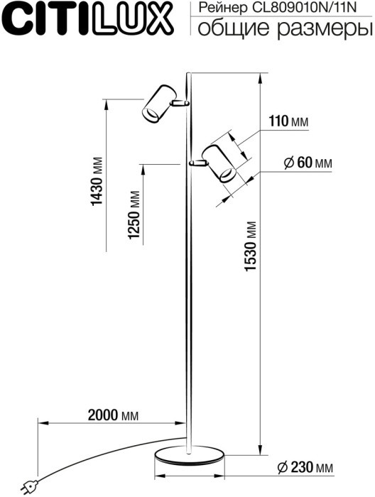 Торшер Twin CL809010N Citilux