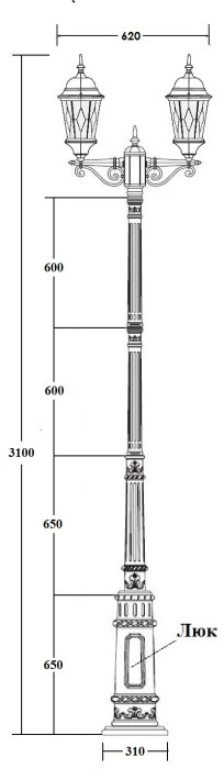Наземный фонарь ASTORIA 2M 91410MA/E7 Bl ромб Oasis Light