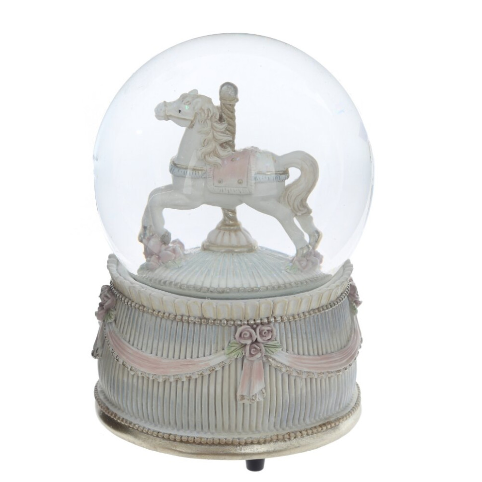 Фигурка декоративная в стекл шаре "Лошадка" (ключ, муз, движ), D 10 см, L9,5 W9,5 H14 см
