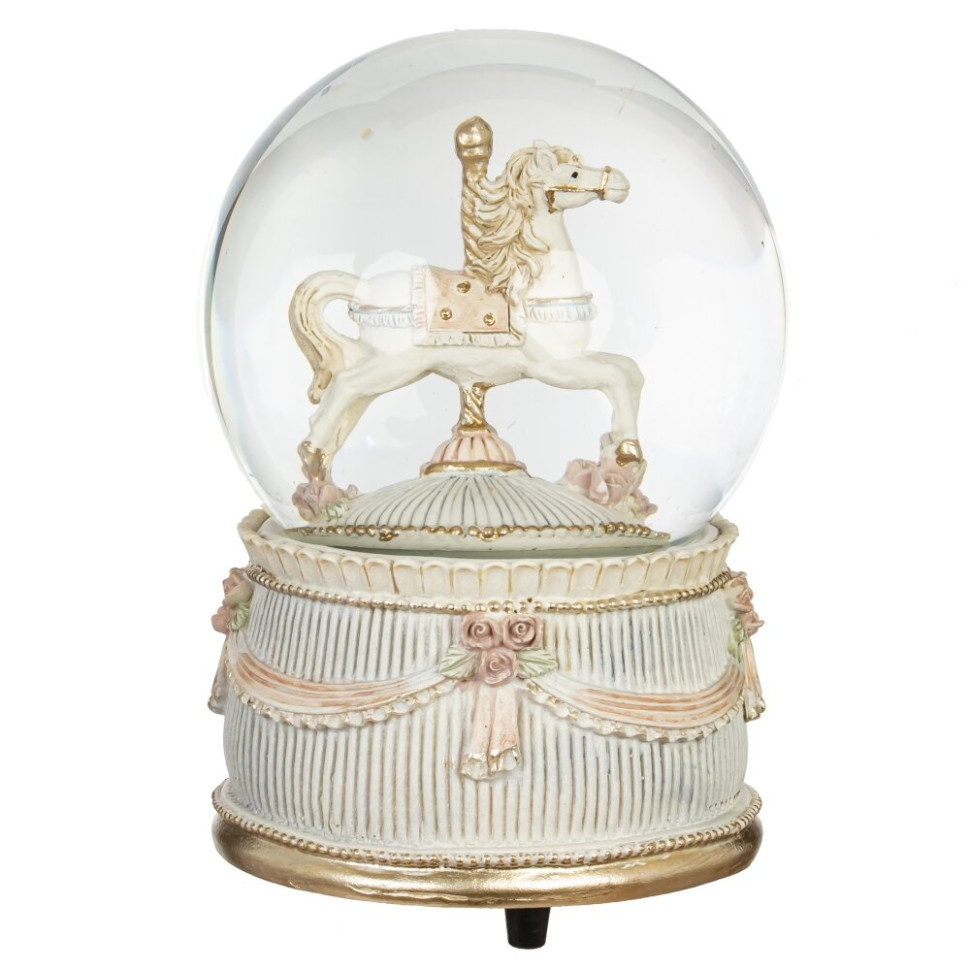 Фигурка декоративная в стекл шаре "Лошадка" (ключ, муз, движ), D 10 см, L9,5 W9,5 H14 см