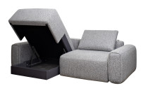Диван Turin трехместный с канапе раскладной черно-серый Диван Turin трехместный с канапе раскладной черно-серый