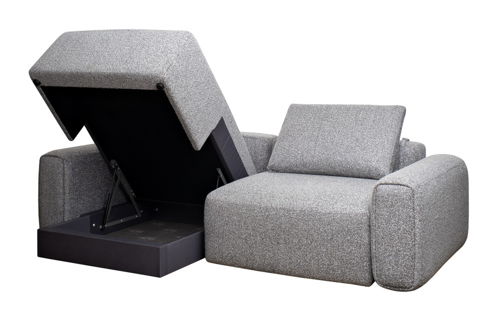 Диван Turin трехместный с канапе раскладной черно-серый
