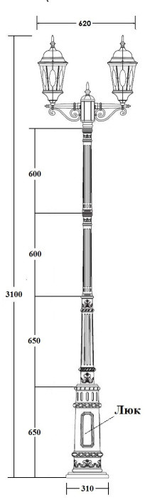 Наземный фонарь ASTORIA 2M 91410MA/E7 Bl овал Oasis Light