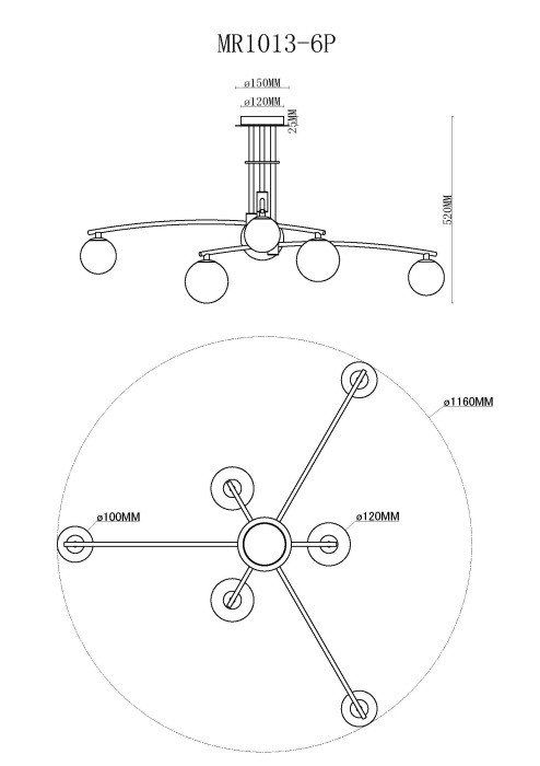 Потолочная люстра Stacy MR1013-6P MyFar