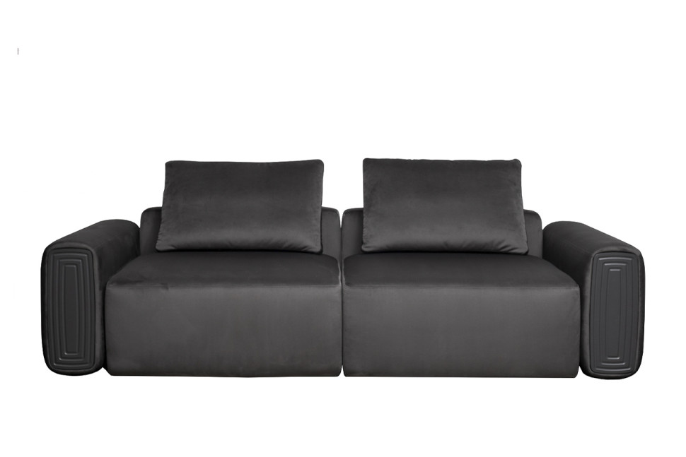 Диван Turin трехместный раскладной велюровый темно-серый