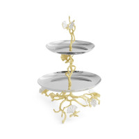 Этажерка Michael Aram "Butterfly Ginkgo Gold", двухъярусная, 33 см